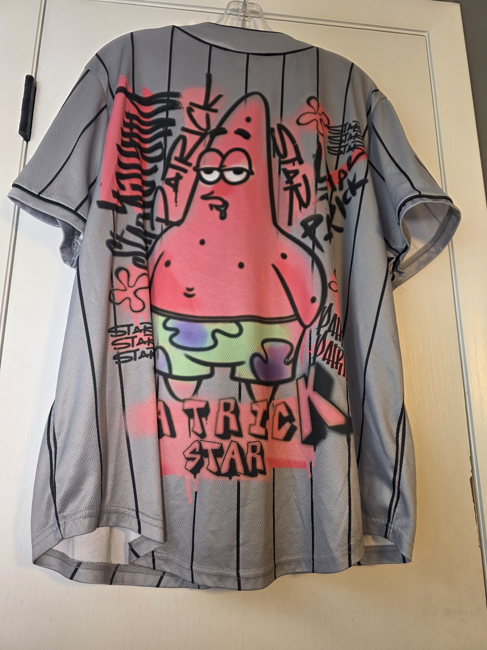 Nickelodeon Gray Baseball Jersey with Pink Patrick Star Graphic
